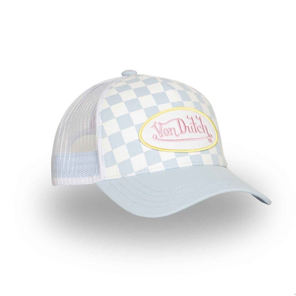 Cap Von Dutch Trucker Women's Snapback Damier Sky Blue