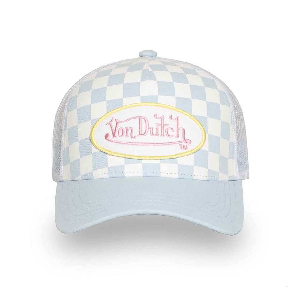 Cap Von Dutch Women's Trucker Snapback Damier Sky Blue