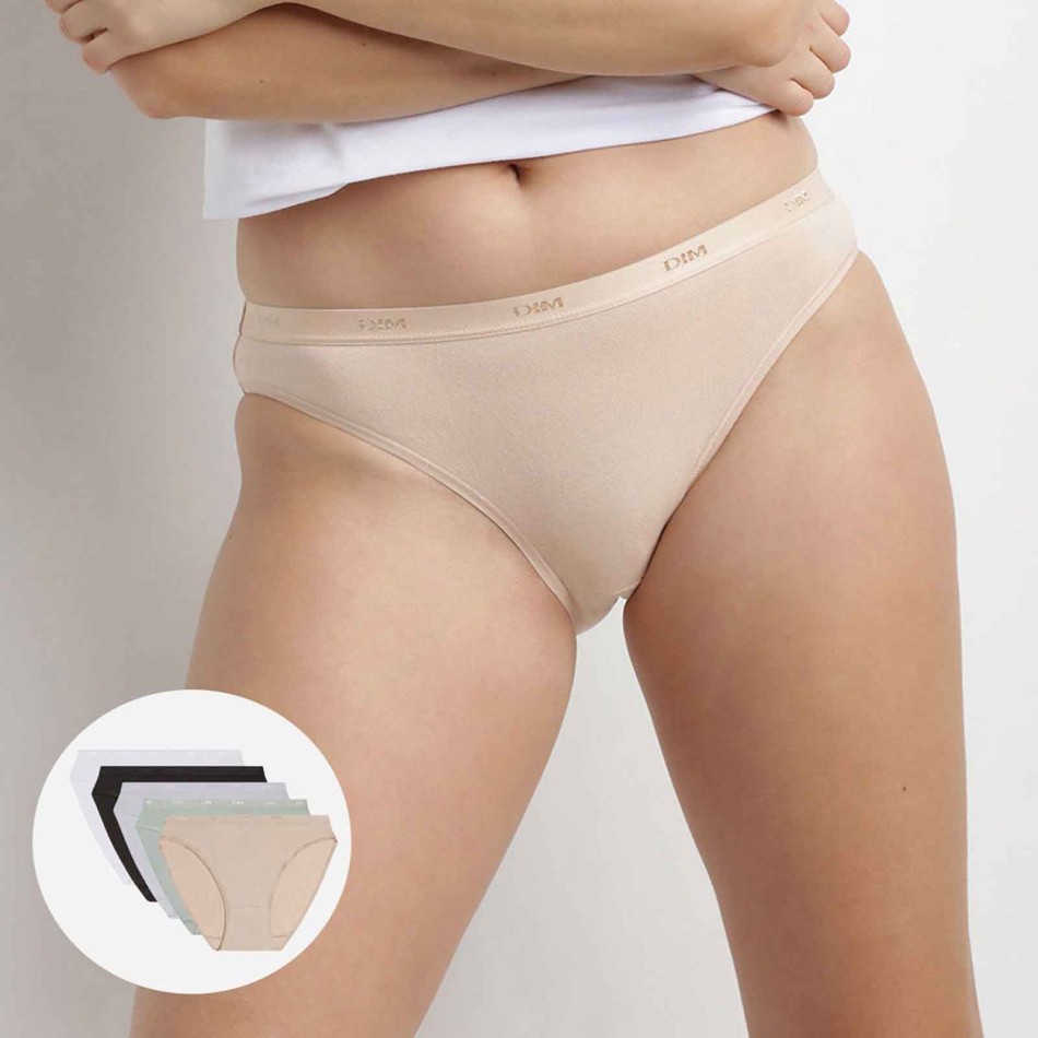 DIM Set di 5 slip da donna in cotone elasticizzato EcoDim - Comfort quotidiano