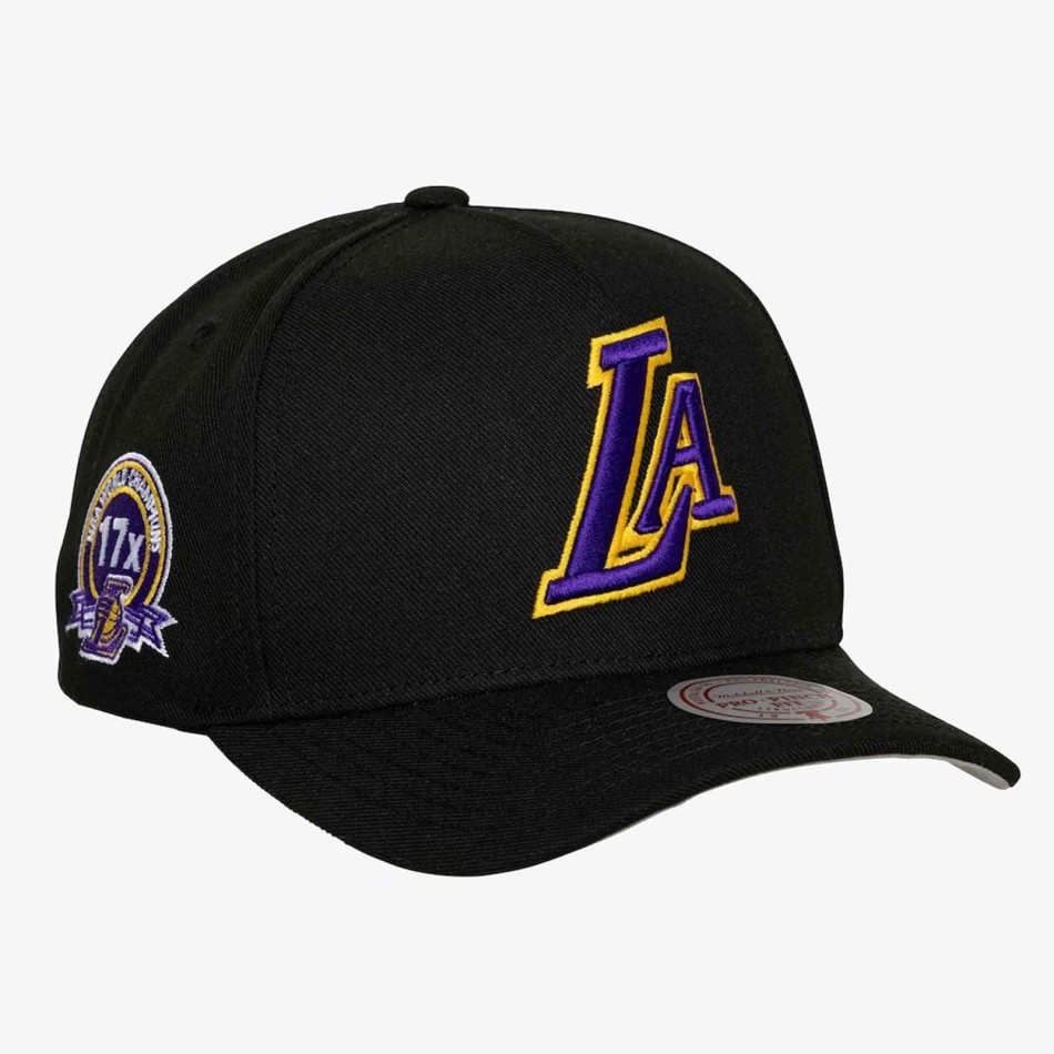 NBA Los Angeles Lakers Snapback Cap Nero Mitchell & Ness Doppia frizione Pro HWC