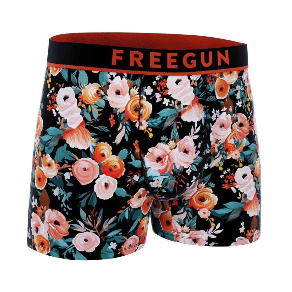 FREEGUN Heren Boxer Single Katoen "Premium Handtekening Bloemen