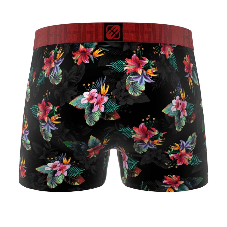 FREEGUN Boxer Herren Baumwolle Premium Signature Flowers - Boxer Cotton Stretch Elastic Taille Large