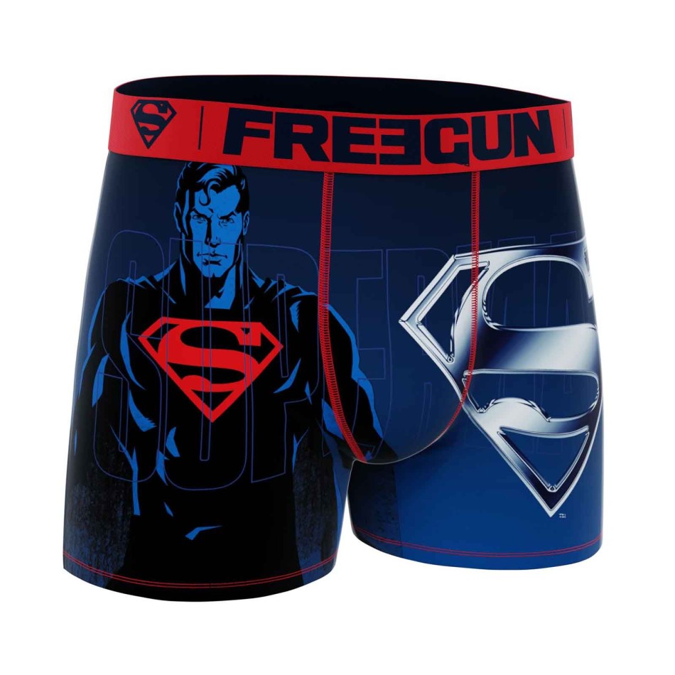 FREEGUN Confezione da 5 boxer da uomo ufficiali DC Comics Superman - Cotone elasticizzato Comfort