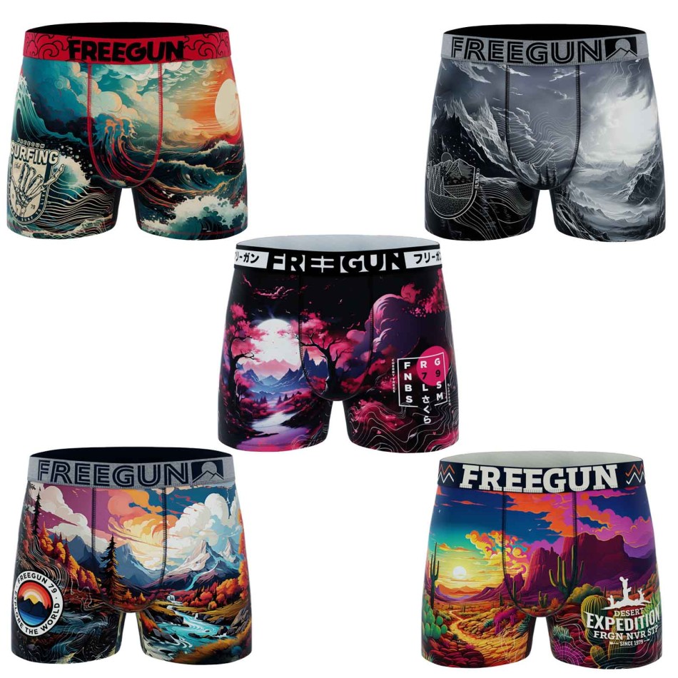 FREEGUN Set van 5 heren Microvezel Boxers Nature Collection