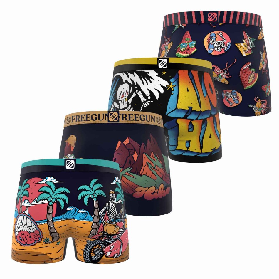 FREEGUN Lot de 4 Boxers Homme Microfibre Wild Summer Boxer FREEGUN