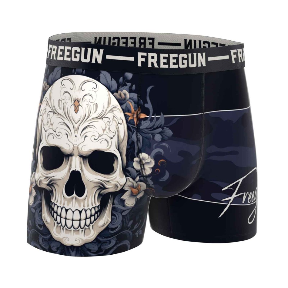 FREEGUN 3er-Pack Boxershorts Jungen Mikrofaser Skull - Kinder Boxer Totenkopf