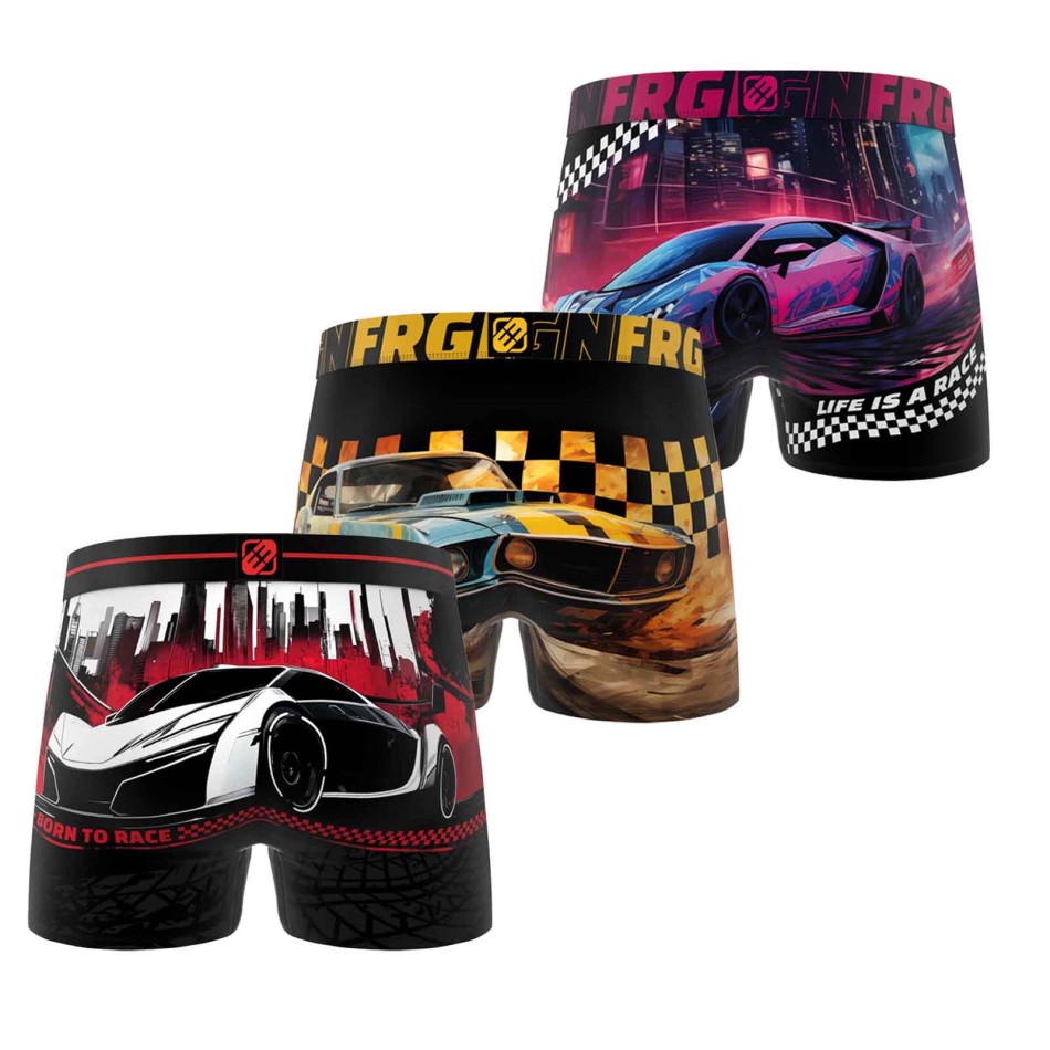 FREEGUN Set med 3 bilboxershorts i mikrofiber för pojkar - Racingboxershorts för barn