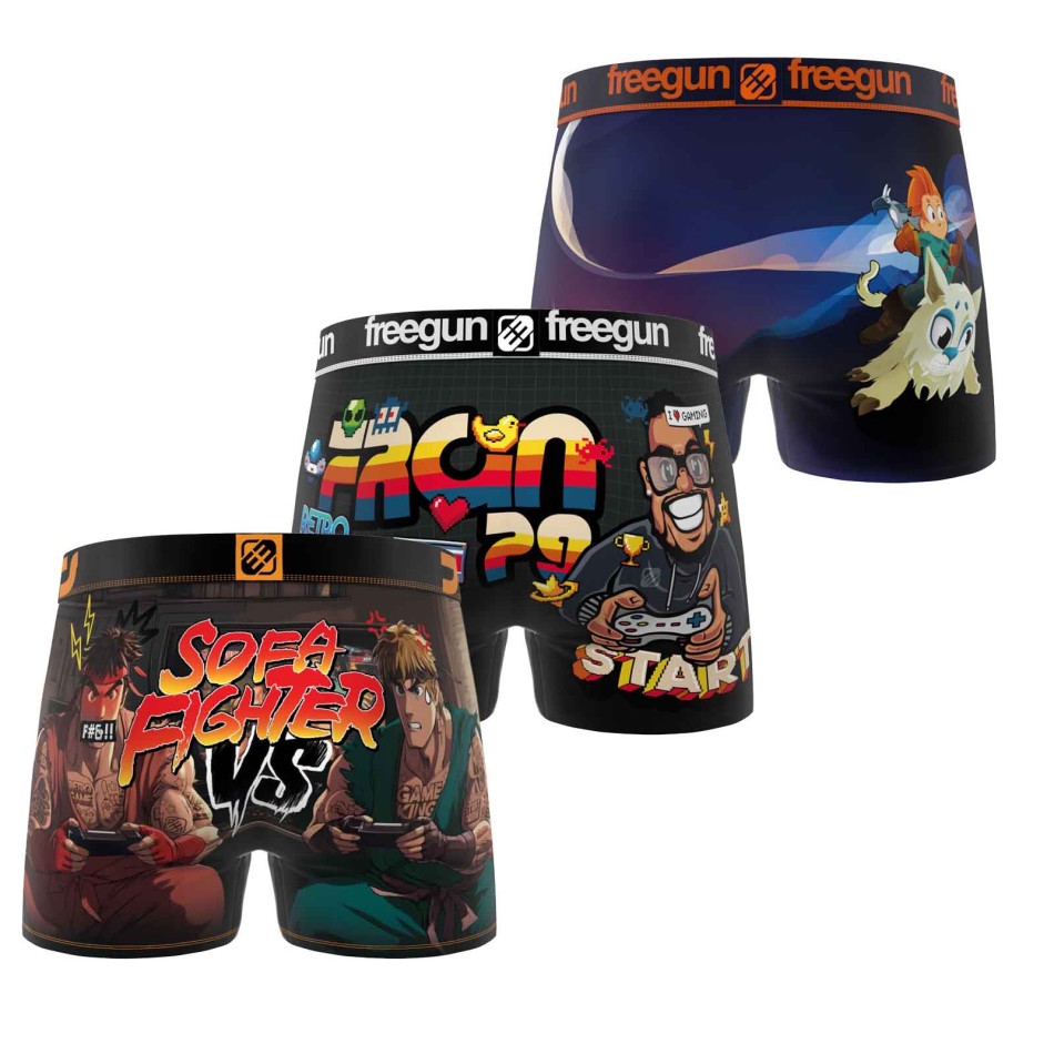Set om 3 "Gaming" boxerkalsonger i mikrofiber för pojkar