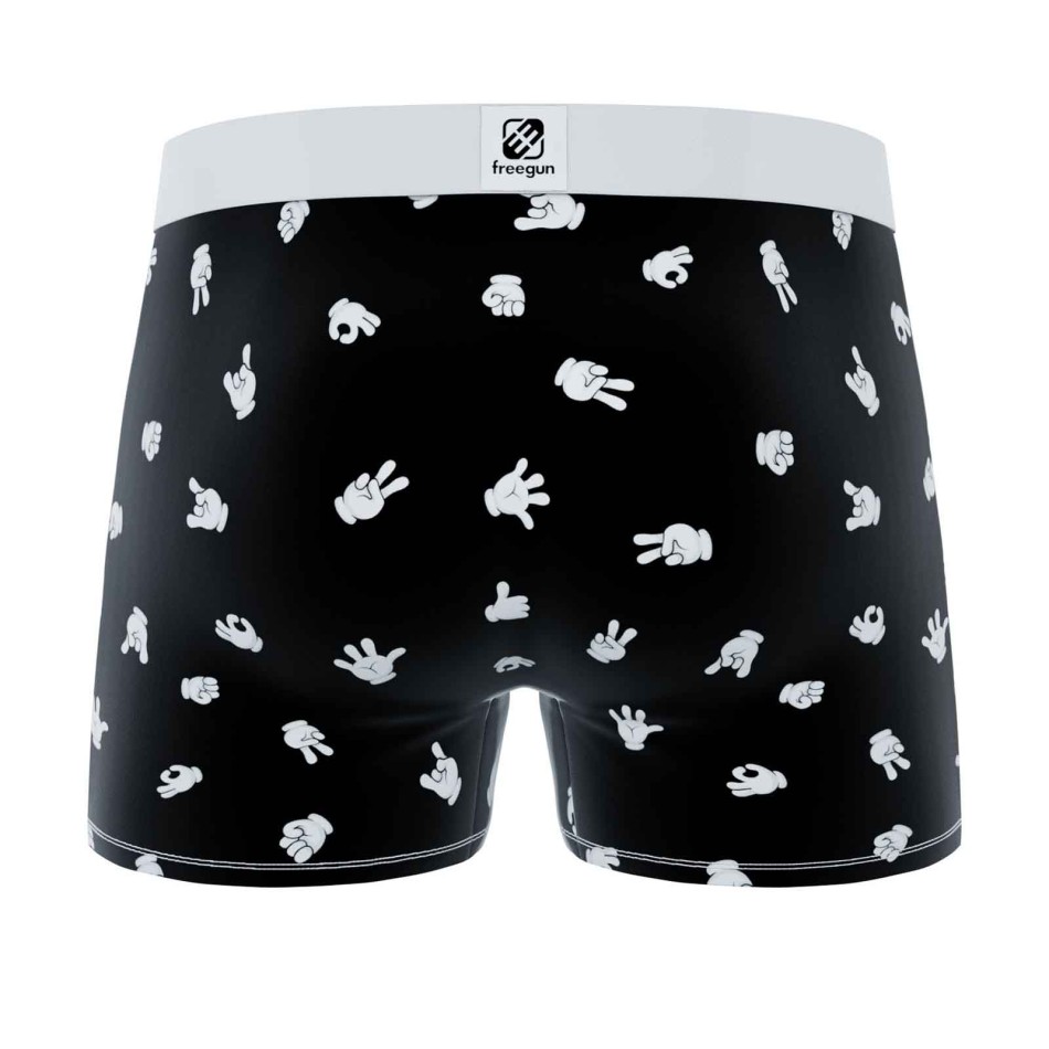FREEGUN Boxer Uomo Microfibra "Hand Signs" - Boxer nero originale da uomo French Market