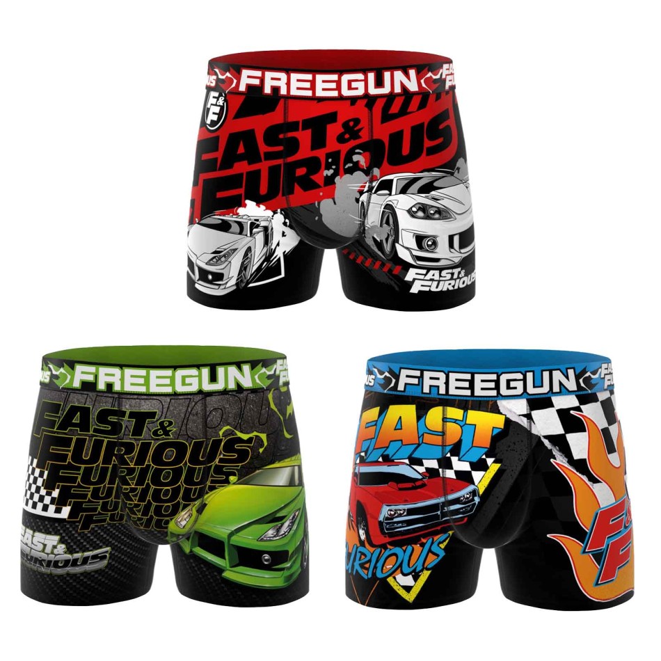 Lot de 3 Boxers Garçon Freegun Fast & Furious – Licence Officielle