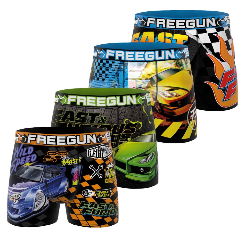 FREEGUN Set of 4 Fast & Furious Men's Microfibre Boxers - Comfort Racing Boxers