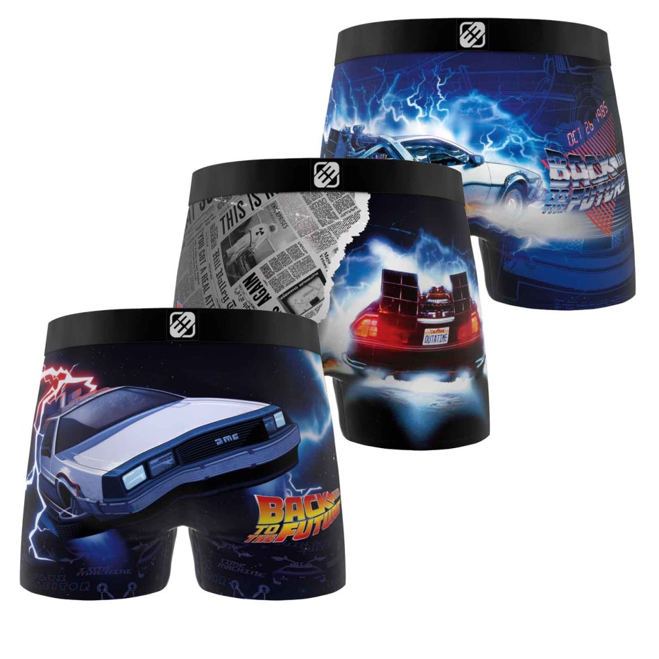 FREEGUN Lot de 3 Boxers Homme Microfibre Retour vers le Futur – Sous-vêtements Licence Officielle