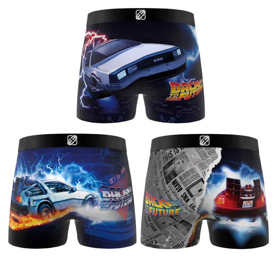 FREEGUN Lot de 3 Boxers Homme Microfibre Retour vers le Futur – Sous-vêtements Licence Officielle
