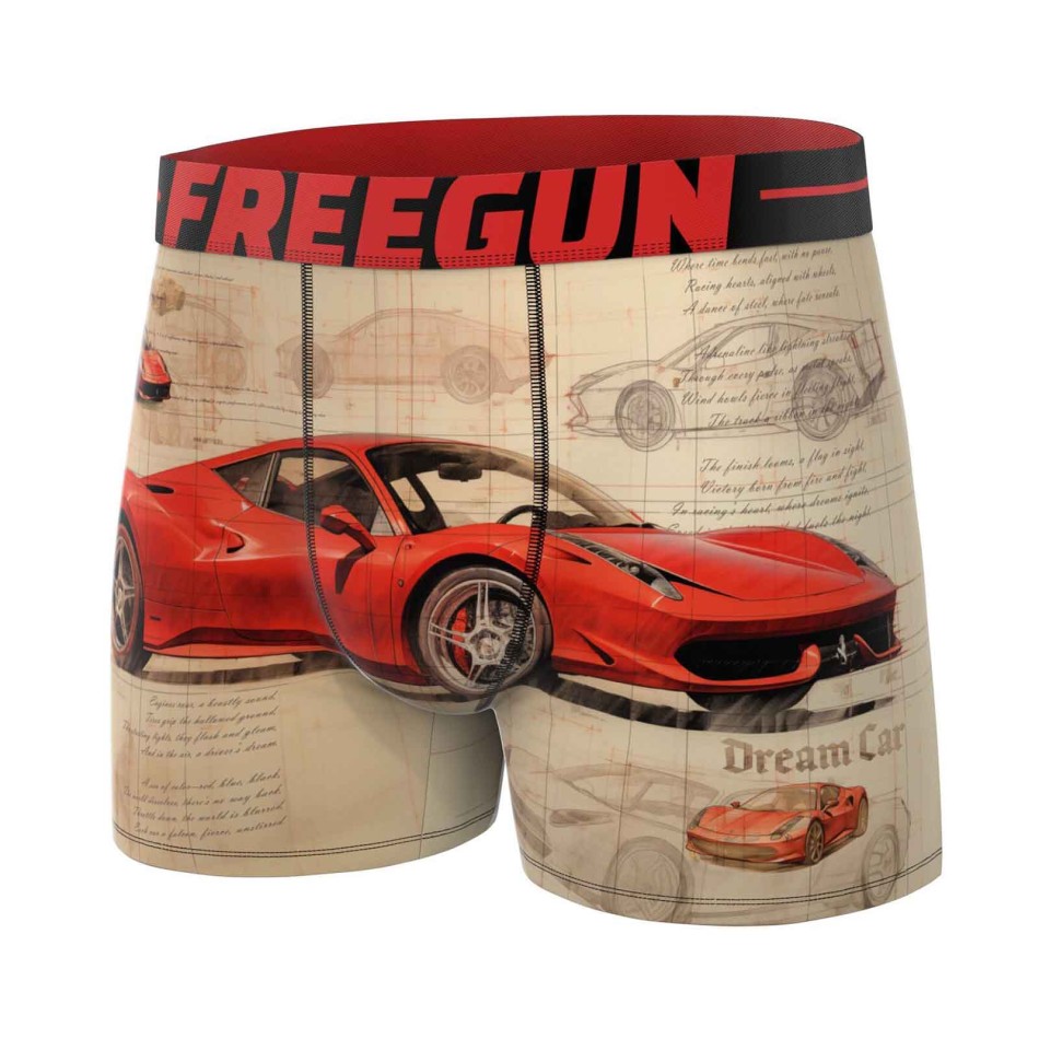 FREEGUN Set om 5 mikrofiberboxershorts för män Car Collection - Komfortunderkläder för män