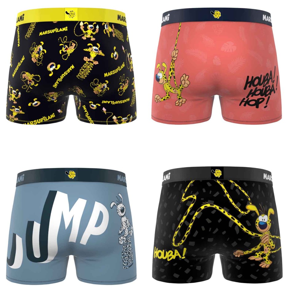 FREEGUN 4er-Pack Boxershorts Mann Mikrofaser Marsupilami - Unterwäsche BD Komfort | French Market