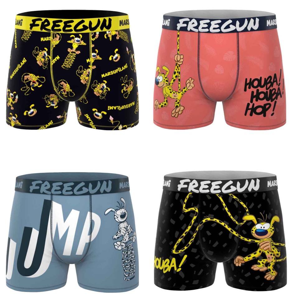 FREEGUN Juego de 4 calzoncillos bóxer de microfibra Marsupilami para hombre - BD Confort | Ropa interior French Market
