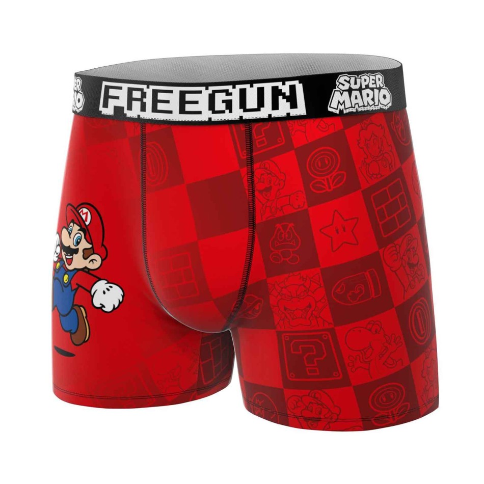 FREEGUN Boxer Homme Microfibre Super Mario Bros Yoshi Toad Pow
