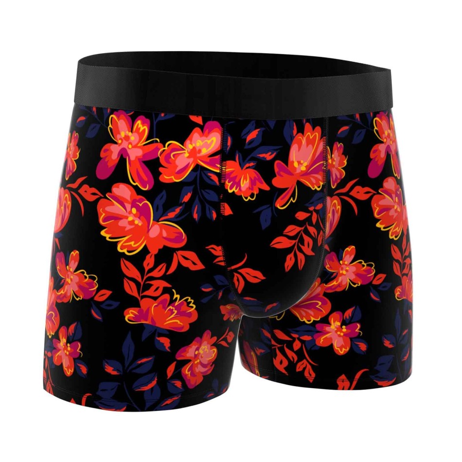 FREEGUN Boxer Uomo Microfibra "Fiori" - Giallo Tropical Liberty Floreale Astratto French Market