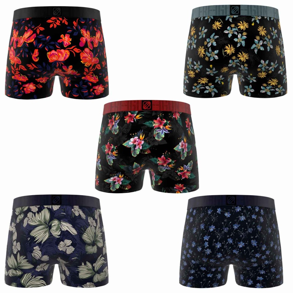 Lot de 5 Boxers Homme Microfibre "Fleurs"