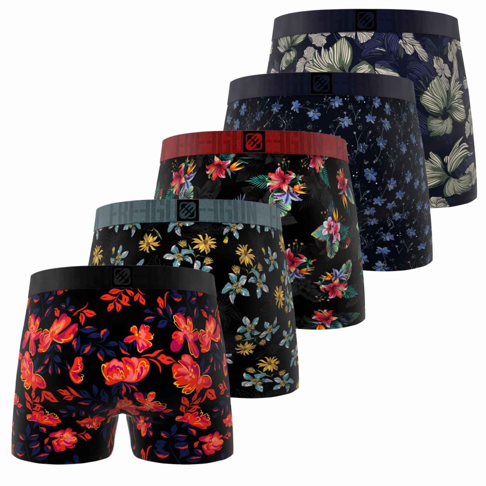 Lot de 5 Boxers Homme Microfibre "Fleurs"