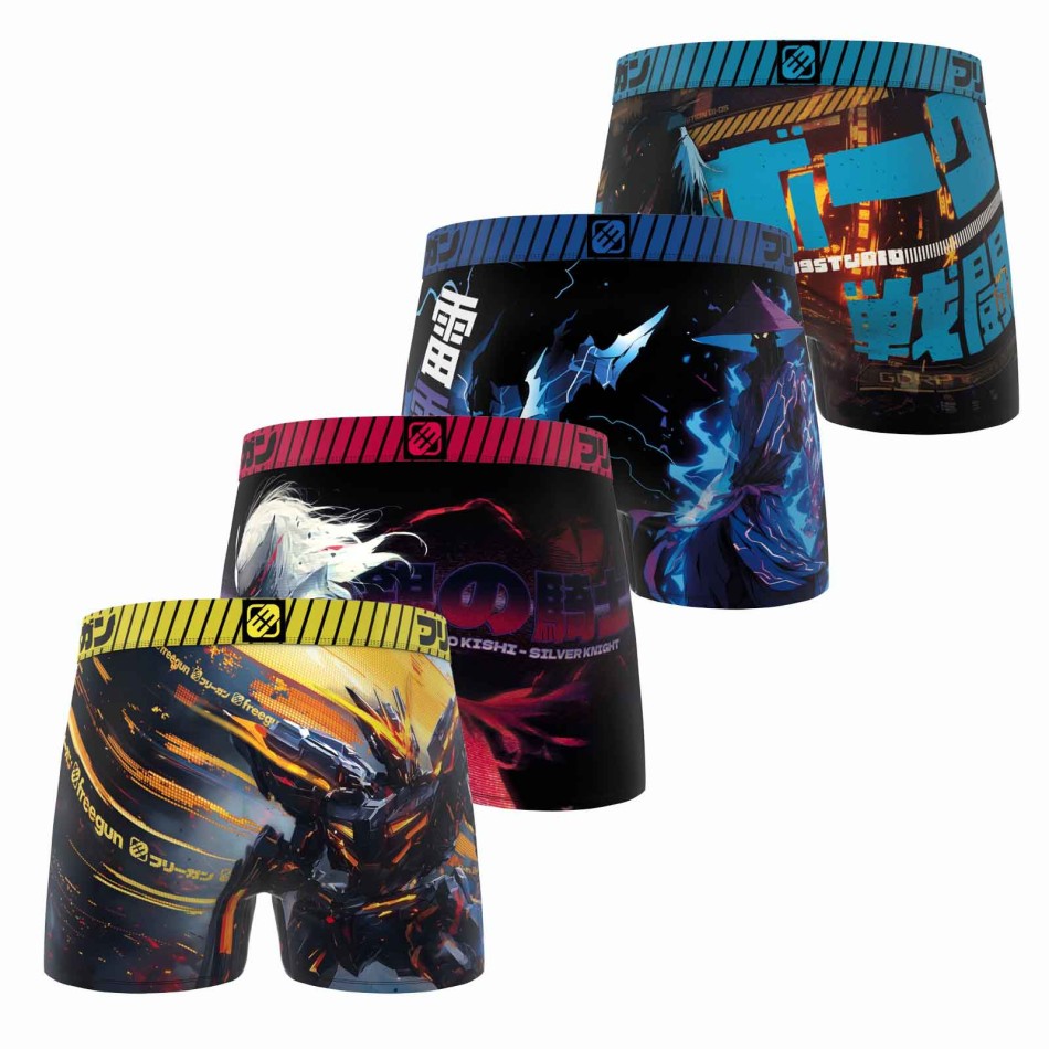 FREEGUN Set di 4 boxer da uomo in microfibra per videogiochi Manga - Comfort e stile French Market