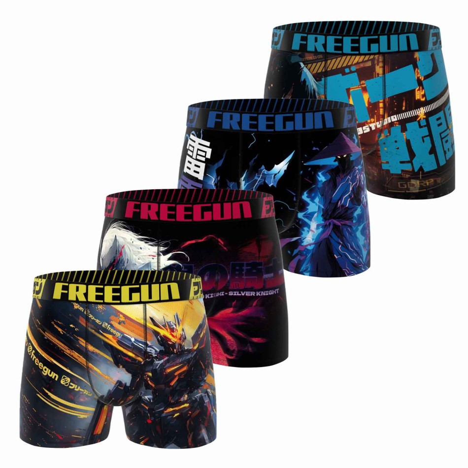 FREEGUN Lot de 4 Boxers Garçon "Manga Video Game Futur"