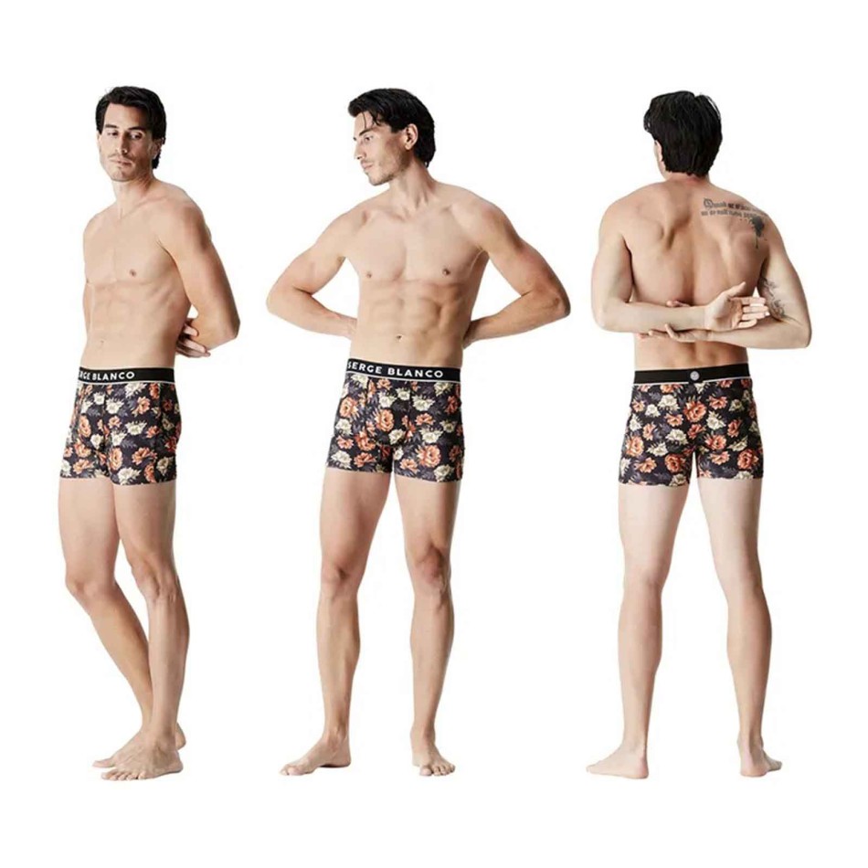 SERGE BLANCO Lot de 3 Boxers Homme Microfibre Floral – Confort Premium | French Market