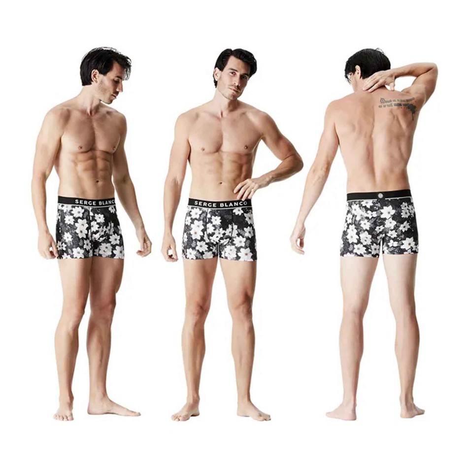 SERGE BLANCO Set van 3 herenboxershorts van gebloemd microvezel - Confort Premium | French Market