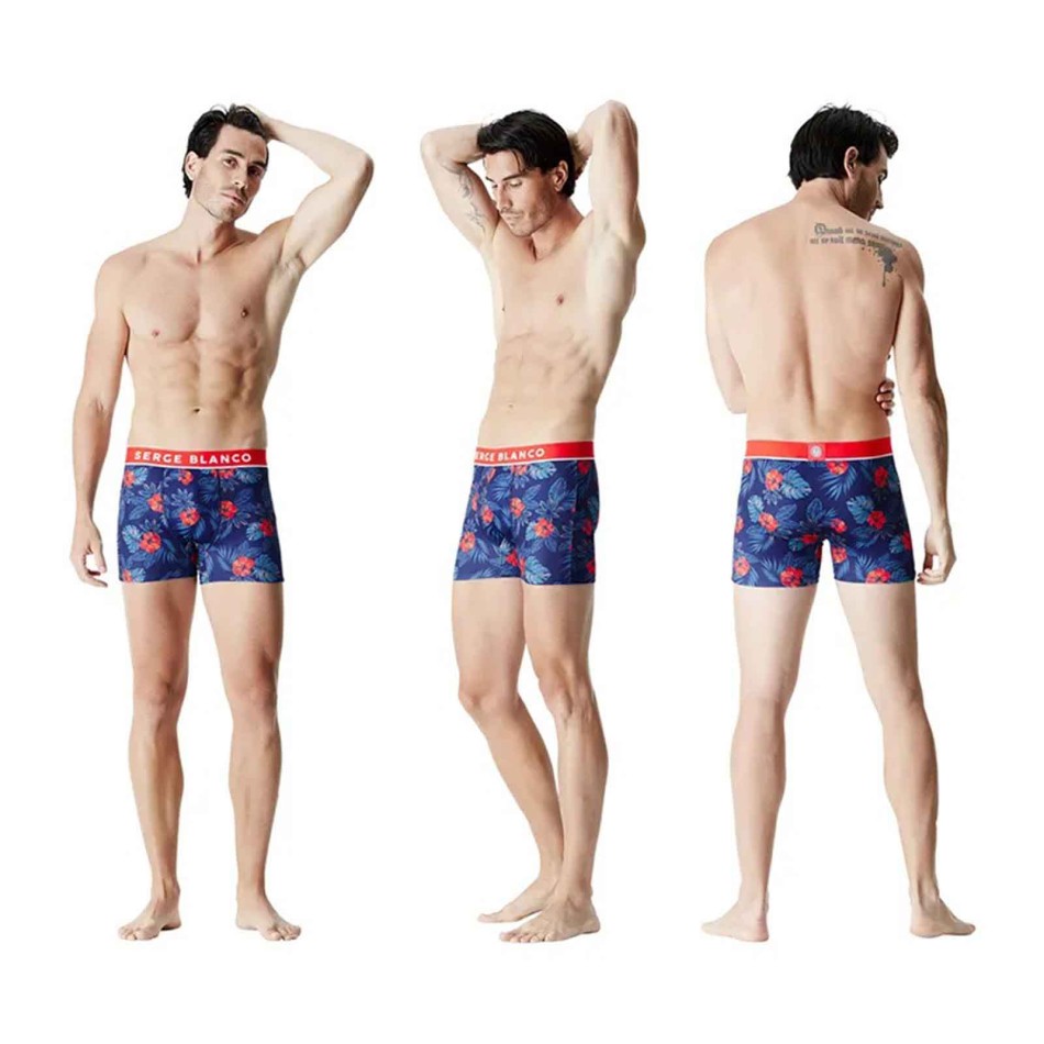 SERGE BLANCO Lot de 3 Boxers Homme Microfibre Floral – Confort Premium | French Market