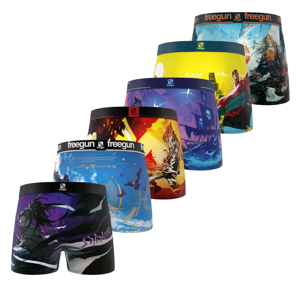 Set of 6 Men's Microfiber Video Game Boxers - FREEGUN | Confort & Style