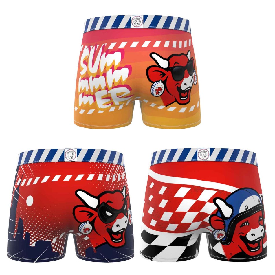 FREEGUN Set van 3 herenboxershorts van microvezel De lachende koe French Market
