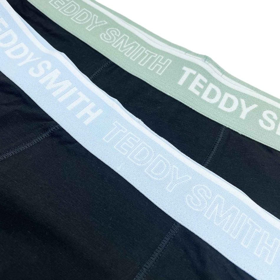 TEDDY SMITH Set of 2 Men's Black Cotton "Black Cyan Olive" Boxers