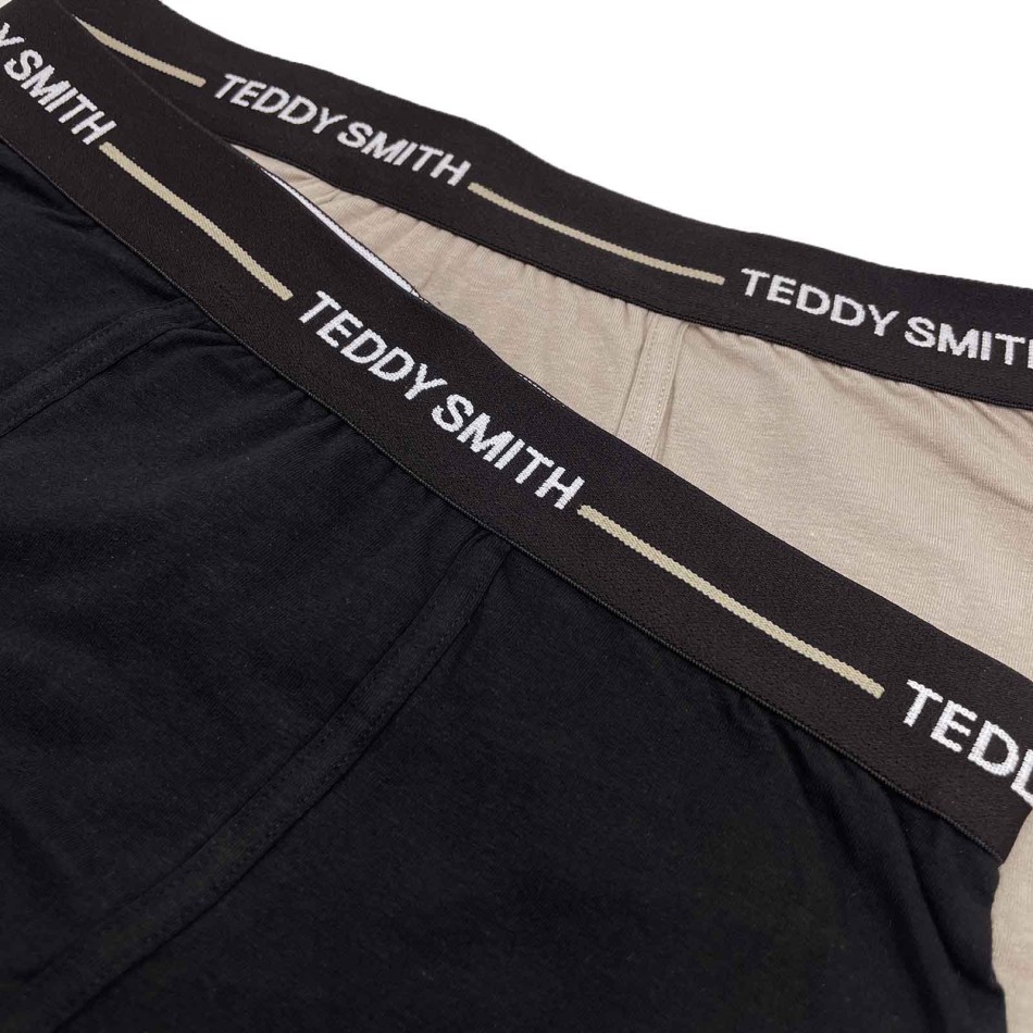 TEDDY SMITH Lot de 2 Boxers Homme Coton Noir Beige