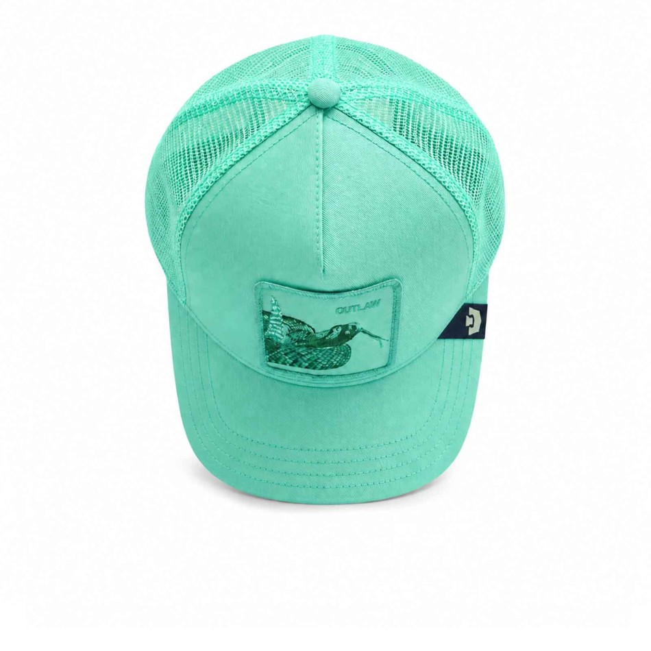 Goorin Bros Monochrome Snake Trucker Cap “Outlaw” Gummy Water Green