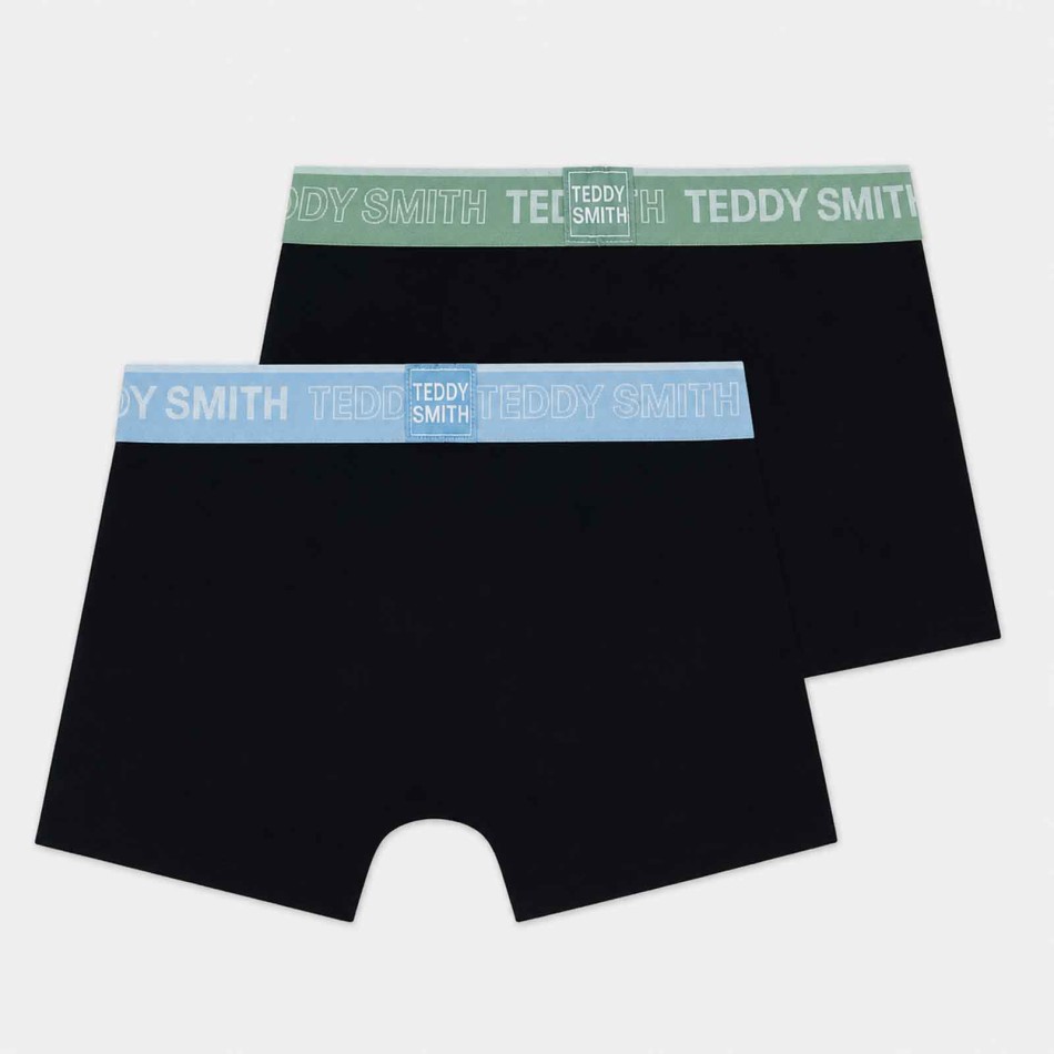 TEDDY SMITH Set of 2 Men's Black Cotton "Black Cyan Olive" Boxers