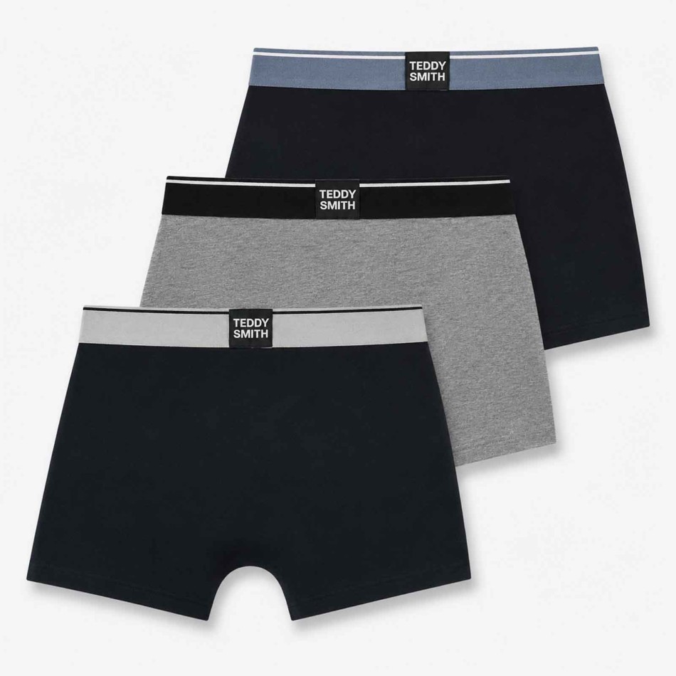 Juego de 3 Boxers de Algodón Gris Negro para Hombre - Teddy Smith