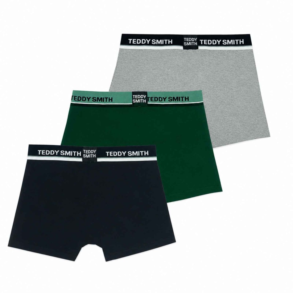 Set di 3 boxer da uomo in cotone verde grigio nero - Teddy Smith