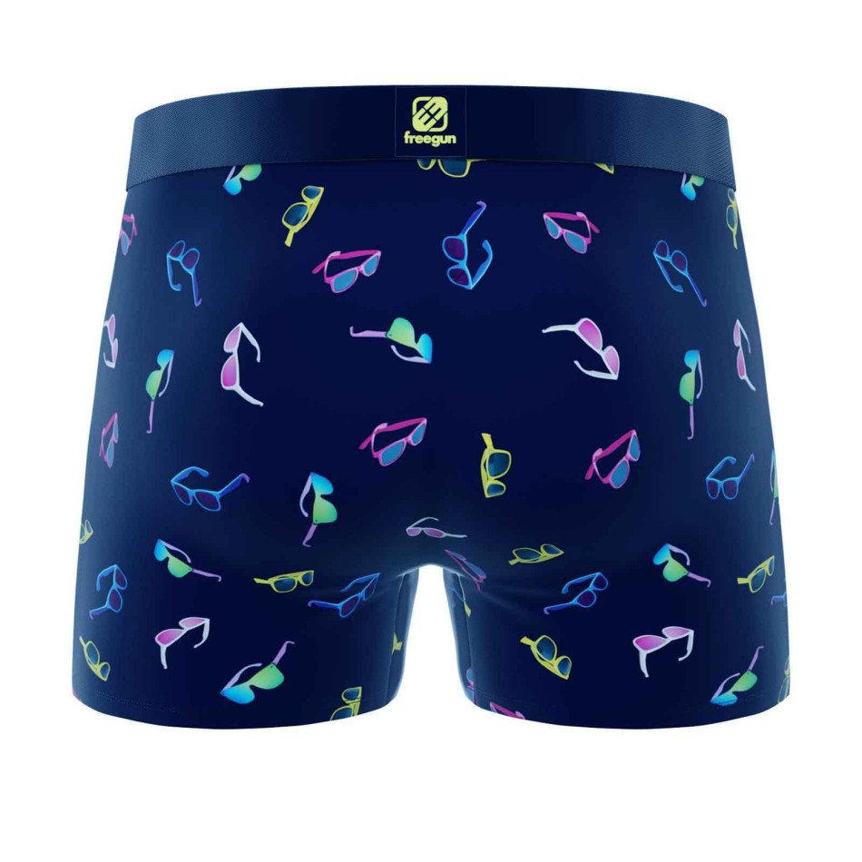 FREEGUN Herren Boxer Mikrofaser "Sonnenbrillen" - Boxer Mann Original Komfort | French Market