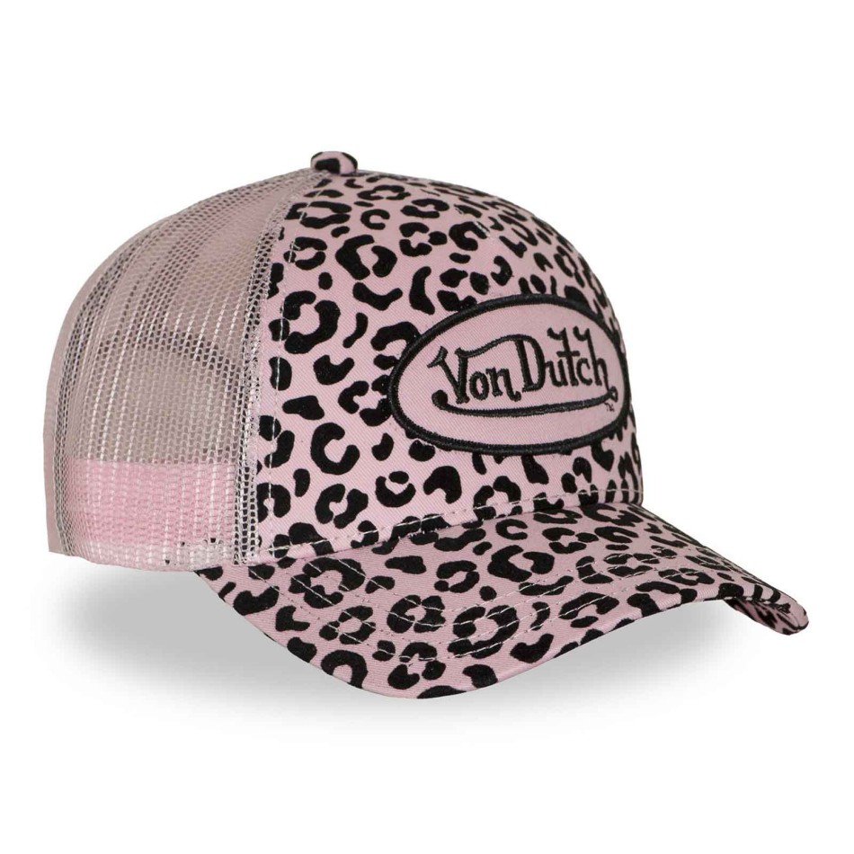 VON DUTCH Leopardenmütze mit Netz und gesticktem zentralen Logo
