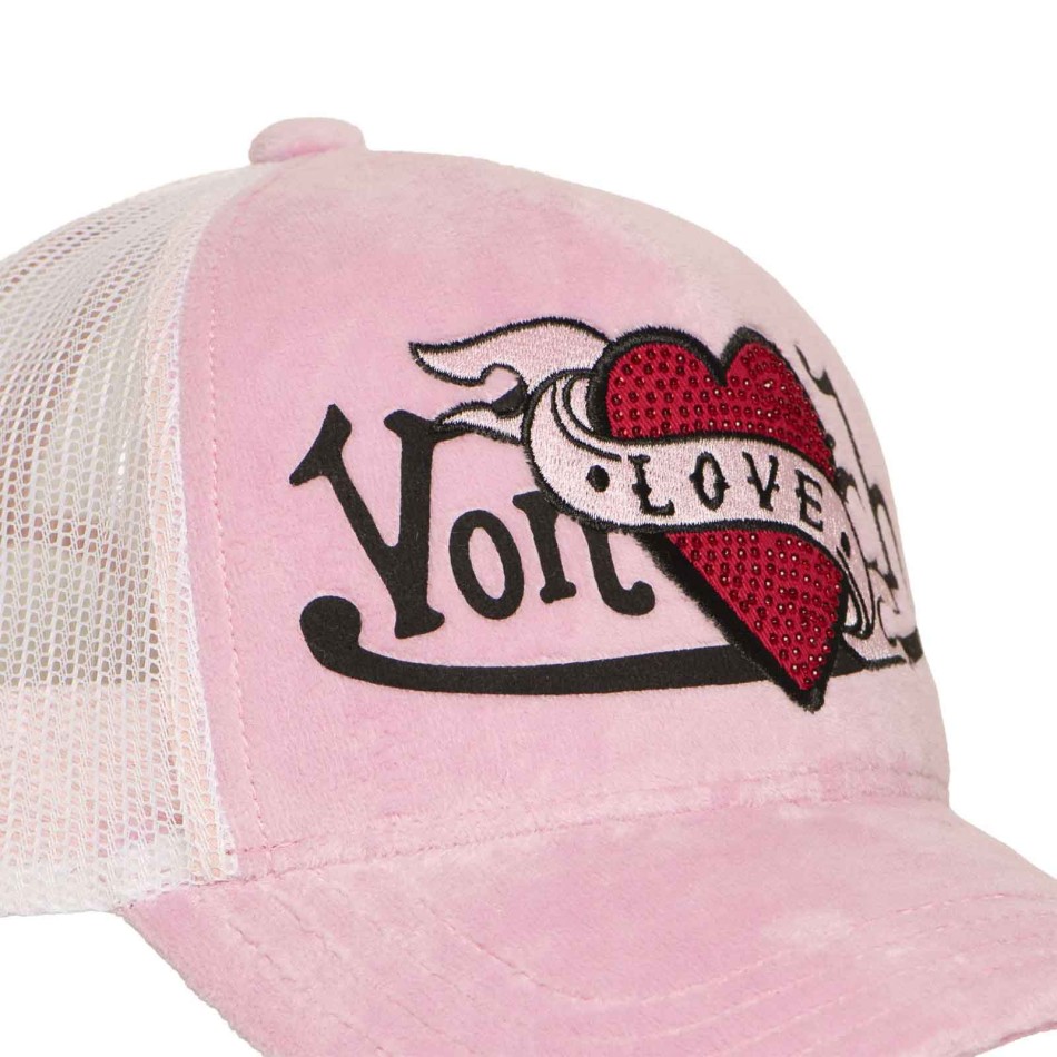 VON DUTCH LOVE-truckerpet van fluweel, roze, voor dames