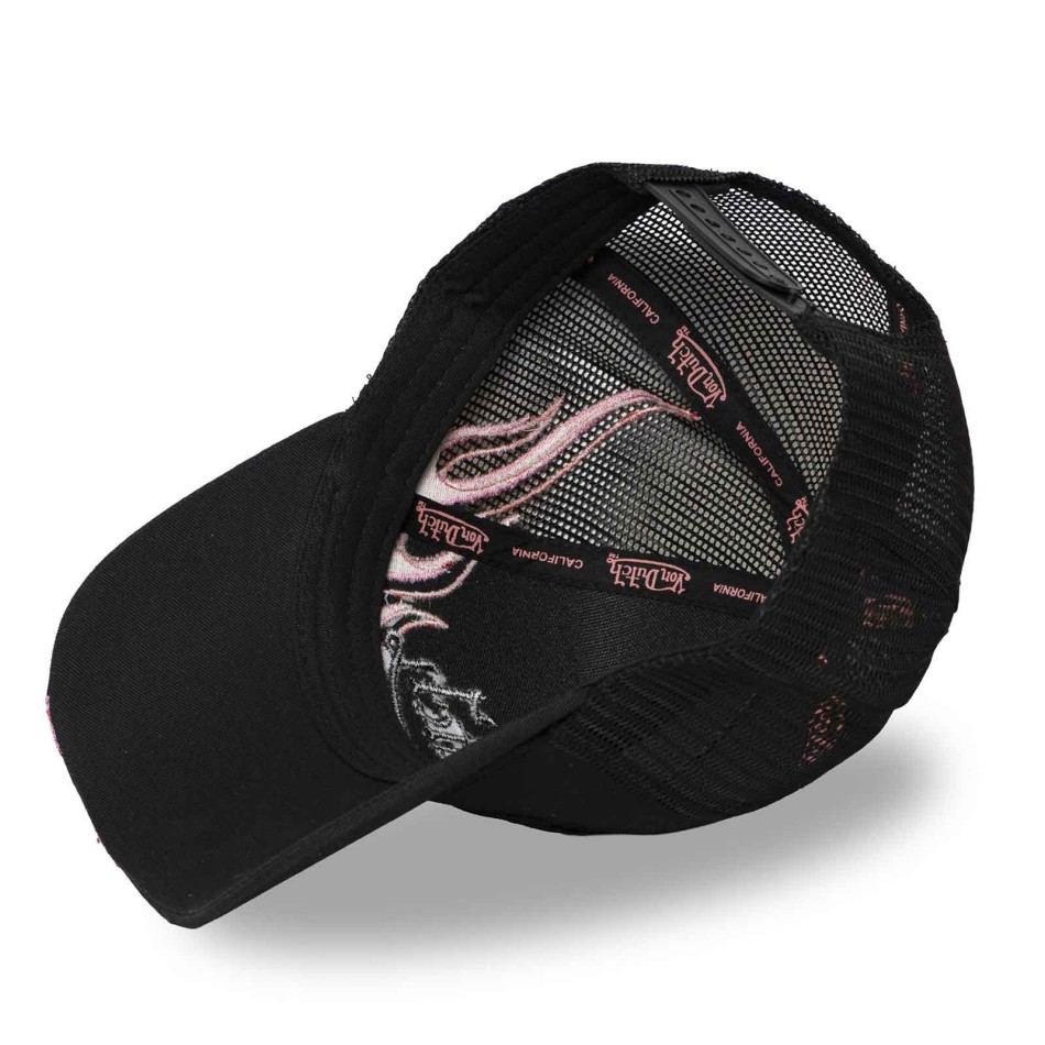 VON DUTCH Gorra Trucker Pink Flames Negro Rosa