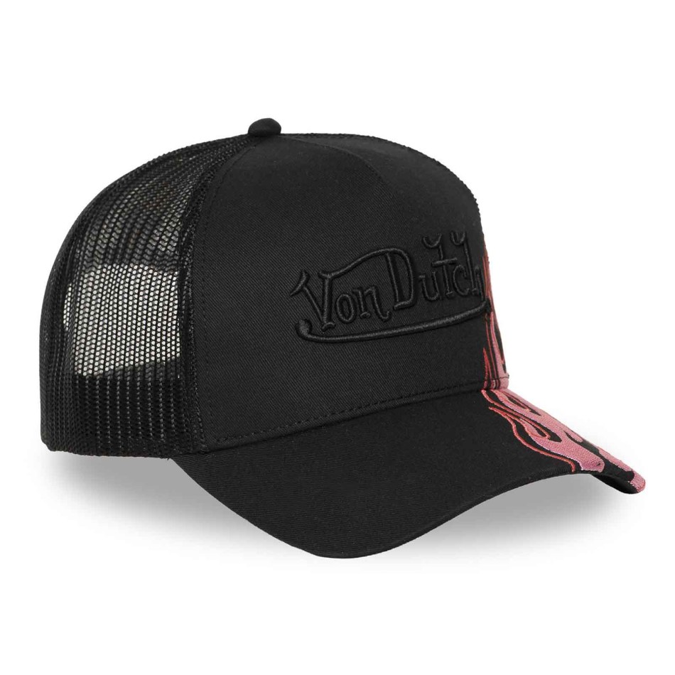 VON DUTCH Truckerpet Pink Flames Zwart Roze