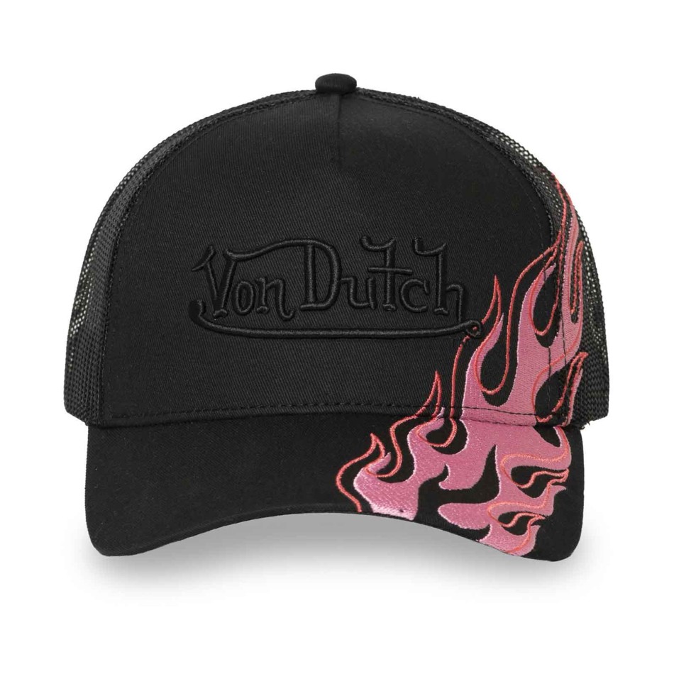 VON DUTCH Truckerpet Pink Flames Zwart Roze