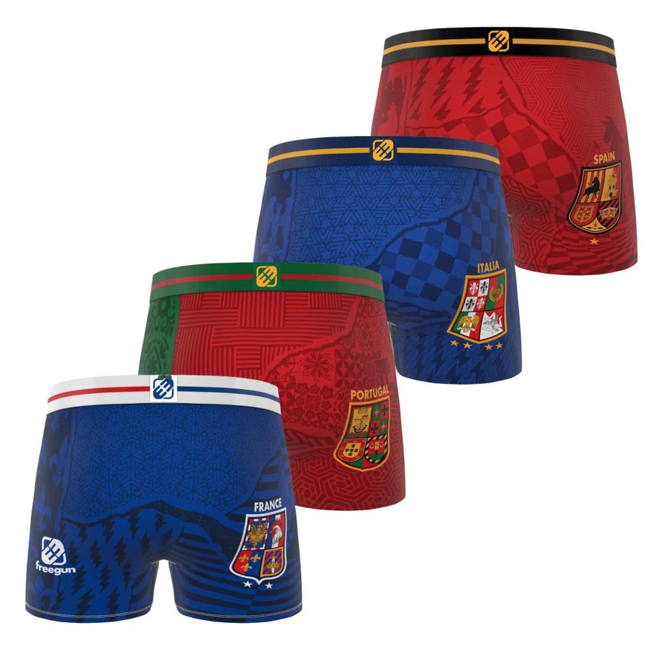FREEGUN Lot de 4 Boxers Homme Microfibre Supporters Football