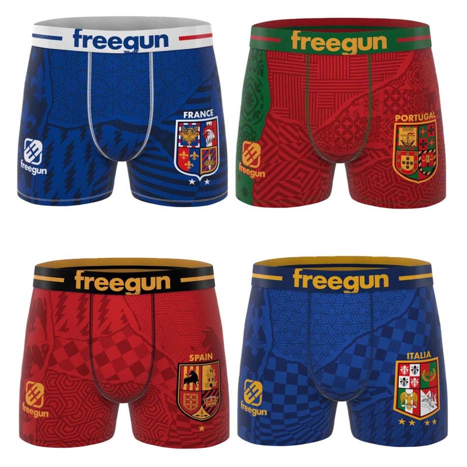 FREEGUN Lot de 4 Boxers Garçon Microfibre Supporters Football