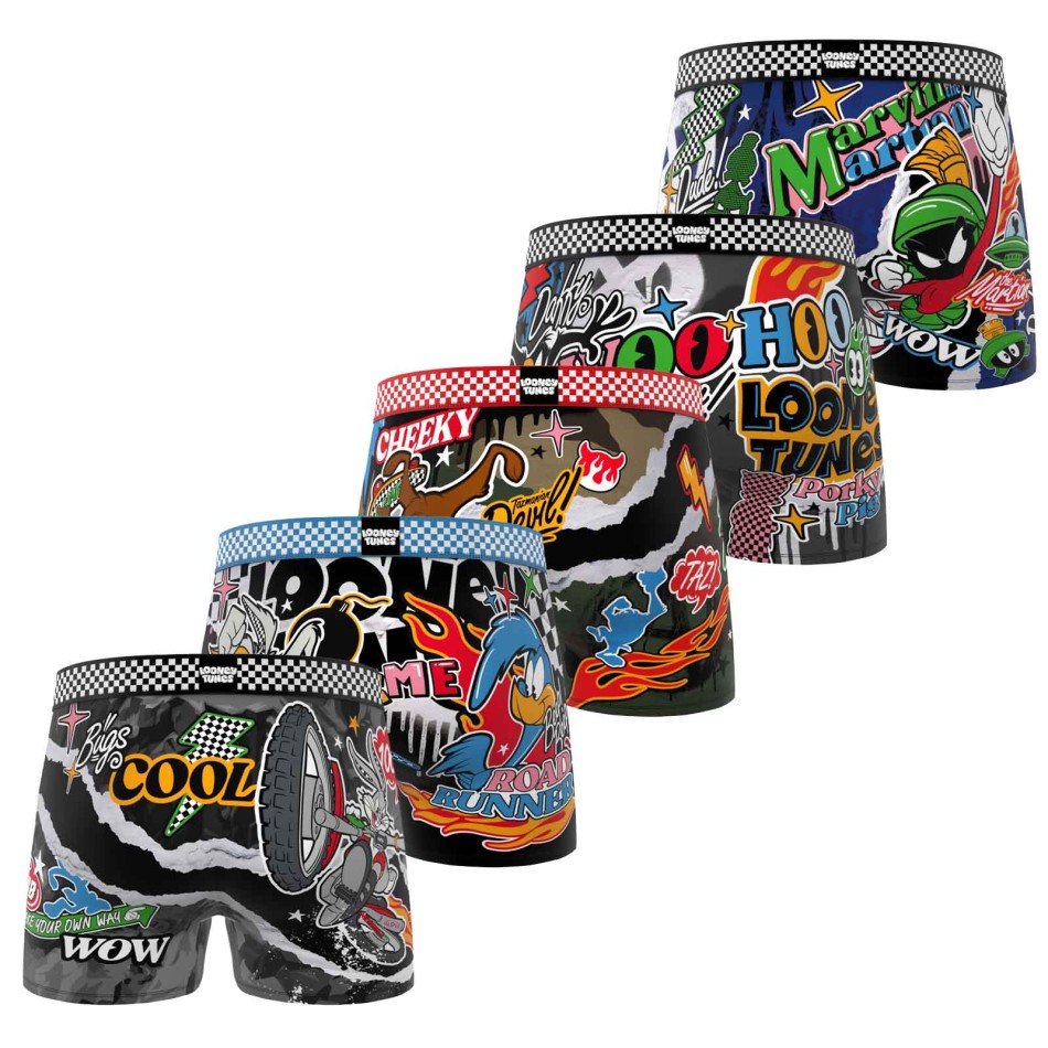 FREEGUN Set van 5 herenboxershorts van microvezel met Looney Tunes-motief