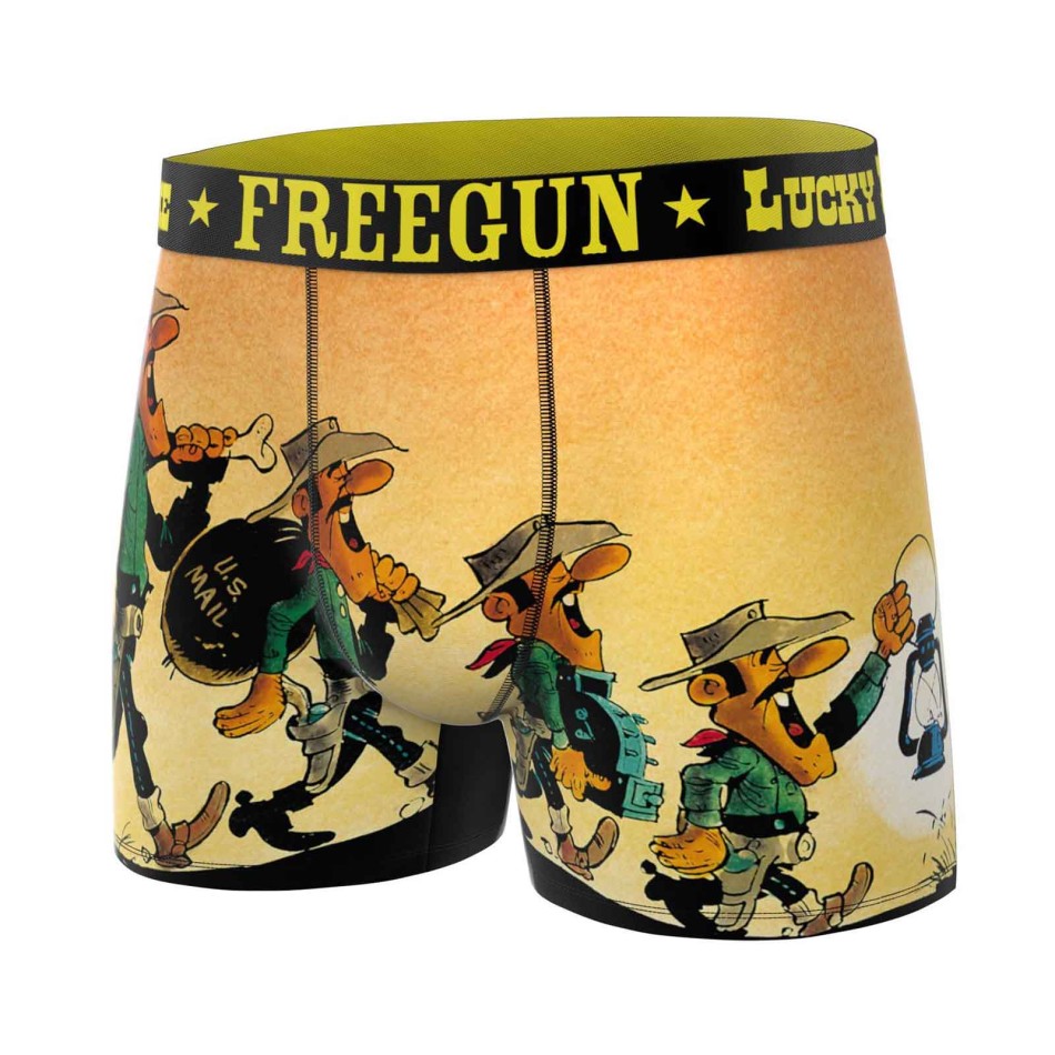 FREEGUN Set van 3 Lucky Luke-boxershorts voor heren van microvezel