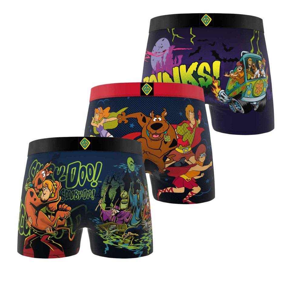 FREEGUN 3-pack boxershorts för män med Scooby-Doo-motiv i mikrofiber