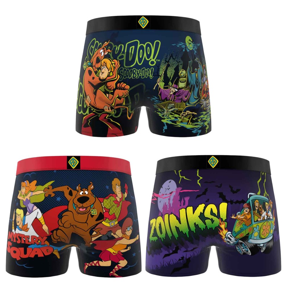 FREEGUN Lot de 3 Boxers Homme Scooby-Doo Microfibre