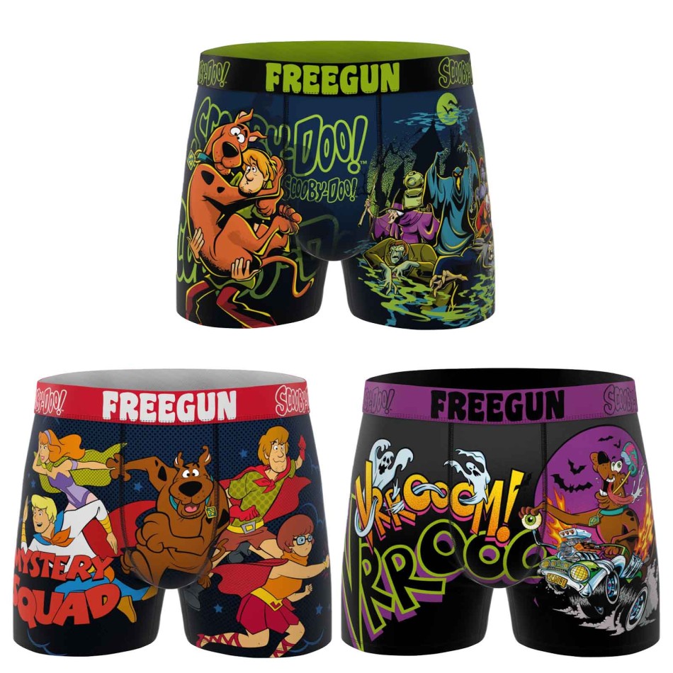 FREEGUN Lot de 3 Boxers Garçon Scooby-Doo Microfibre